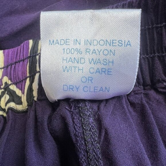 Bali Batiks OS Purple Hand Dyed Batik Calf Midi Skirt Flowy Vacation Resort - Picture 6 of 7